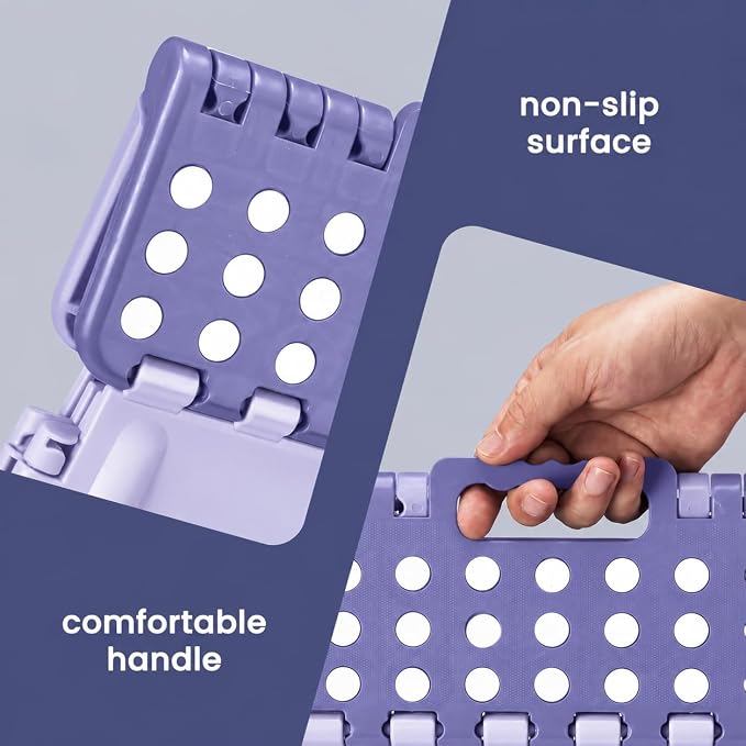 Foldable Step Stool for Adults 13 Inch, 300 lbs, Purple | Lightweight Stepping Stool with Handle and Non-Slip Surface, for Reaching Kitchen Cabinets, Bathroom Shelves and Closets - Image 7