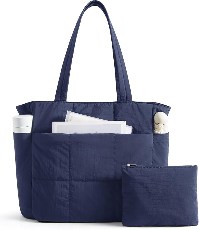LIGHT FLIGHT Tote Bag for Women, 2-Pc Puffy Tote Bag Set with Compartments, Lightweight Large Shoulder Handbags for Travel by LIGHTFLIGHT