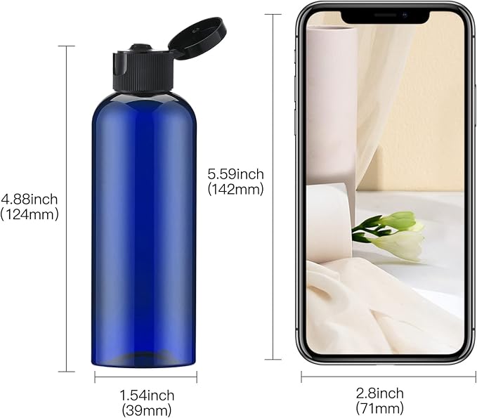LISAPACK 3.4 oz Travel Bottles for Toiletries, Plastic Shampoo Containers | 5pcs small size dispenser, squeeze tubes, leak proof, small empty for liquid, lotion, conditioner, soap, 100 ml, TSA, blue - Image 5