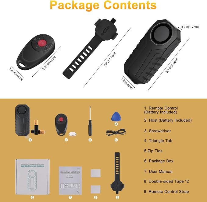 113dB Wireless Bicycle Alarm with Red Button Remote | IP65 Waterproof Bike Alarm,Adjustable Sensitivity,Universal Remote Strap for All Handlebar Sizes,for Motorcycle - Image 8