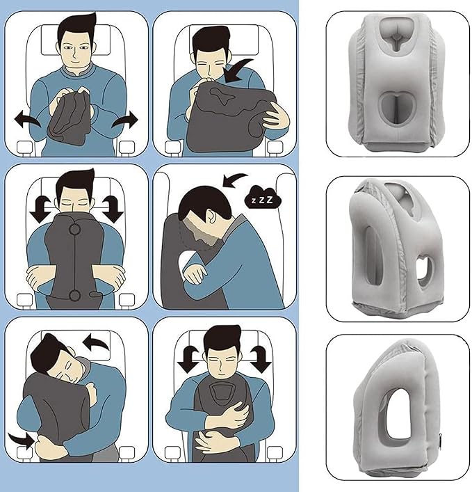 Inflatable Travel Pillows for Airplane, Blow Up Neck Pillow for Sleeping, Airplane Travel Essentials for Long Flight Support Head, Neck and Lumbar, Used for Car/Bus/Train/Office Rest, Adults Kids - Image 6