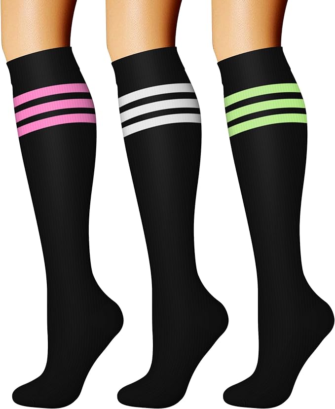 CHARMKING Compression Socks for Women & Men Circulation (3 Pairs) 15-20 mmHg is Best Support for Athletic Running Cycling by CHARMKING