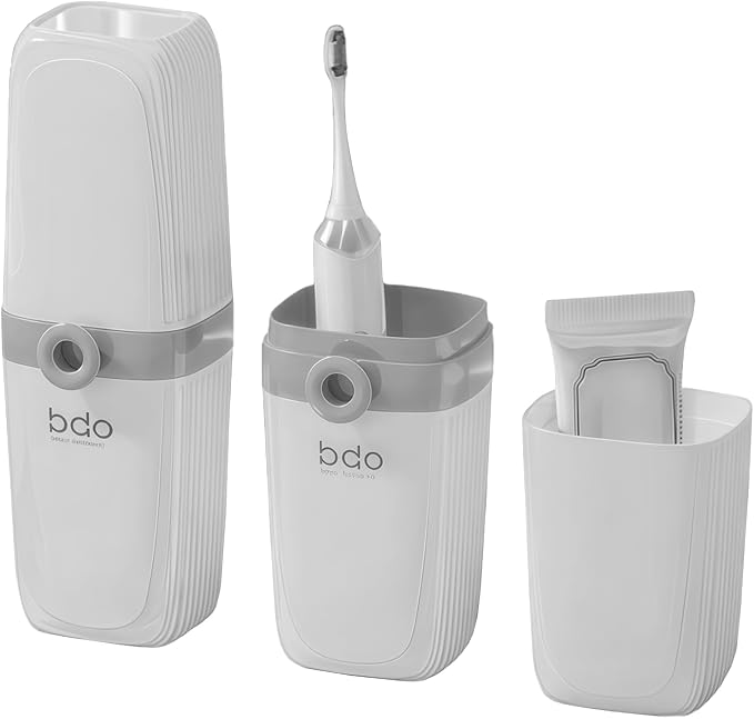 Toothbrush Travel Case Portable Clear Grey Toothbrush Holders with Cover, Leakproof Toothbrush & Toothpaste Holder for Traveling School Camping Business Trip Bathroom - Image 8