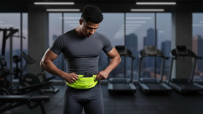 Gox Running Belt Fanny Pack, Slim Waist Pack for Phone Holder, Waterproof Athletic Pouch for Men Women Running Gym Hiking, Small Cross Body Sling Bag with Reflective (green) - Image 3
