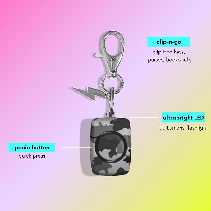 Mini Personal Safety Alarm for Women - 125 Decibel Loud Self Defense Alarm - LED Light & Keychain Clip - Image 2