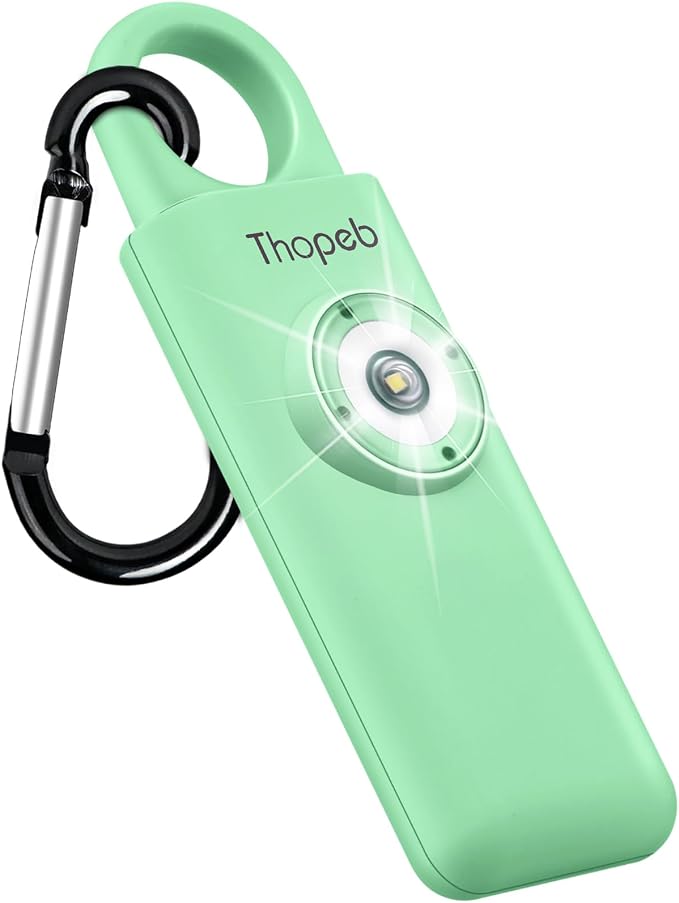 Personal Safety Alarm for Women – Superior Loud Siren & SOS Strobe | Premium Compact & Well-crafted Self Defense Keychain Alarm, College Dorm Essential, Variety of Colors (Light green) by Thoepb