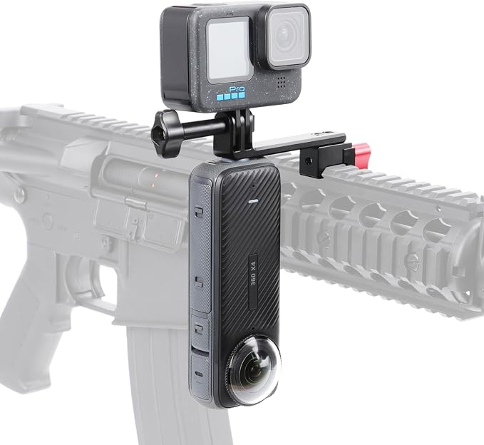 SEASKY GM01 Aluminum Gun/Airsoft Picatinny Rail Mount Adapter Holder | For Gopro Hero 13/12/11/10/9 DJI Action 6/5/4/3/2 Insta360 X5 X4 X3 Sports Camera Accessories hunting POV/Vlog Wargame by SEASKY