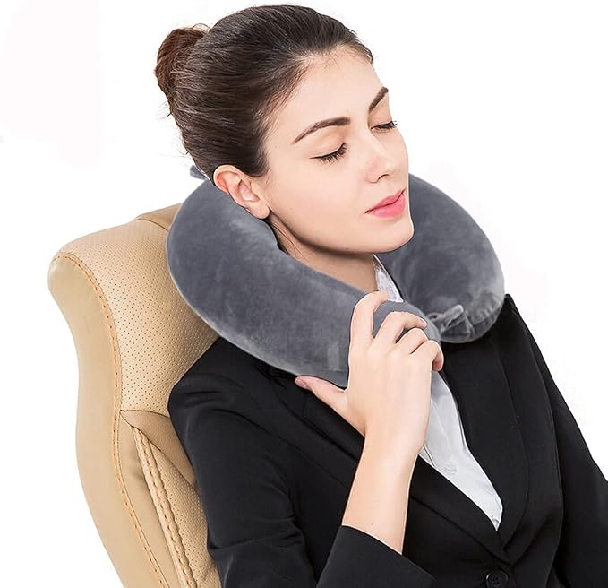 Travel Pillow, 100% Pure Memory Foam Neck Pillow, Suitable for Airplanes, Cars, Trains, Office Naps, Home Lounge Chairs, Removable and Washable Pillow Cover (Gray) - Image 9