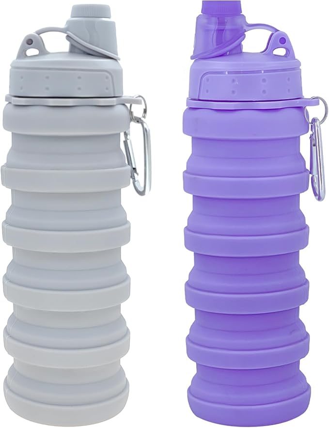 Collapsible Water Bottles Travel water bottle Sports Portable Sport Water Bottle Reusable Water Bottles comes with mountaineering Buckle 500ml silicone Water-proof camping water bottle by YCTMALL