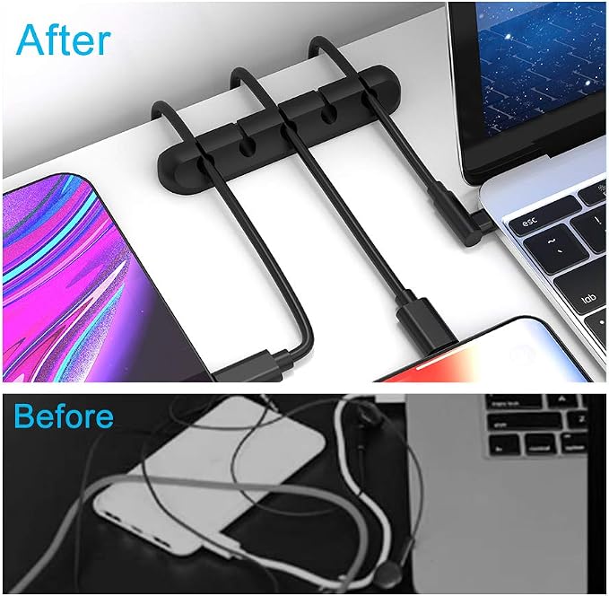 Cord Organizer for Desk, Cable Organizer Cable Holder 3 Pack Black - Image 2