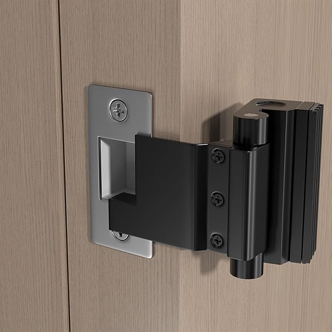 Black Adjustable Portable Door Lock,Security Door Reinforcement Lock | Child proof Safety Door Latches,Zinc Alloy Front Door Lock,No Drill,for Home,Hotels,Apartments Prevents Unauthorized Entry - Image 3
