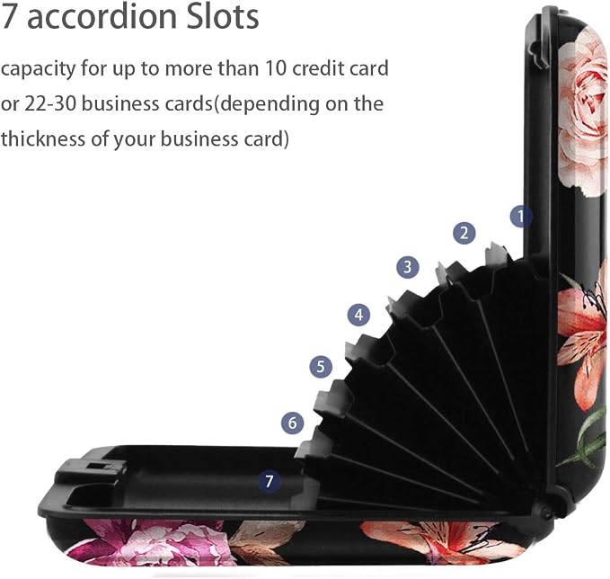 Mini Credit Card Holder for Women,RFID Blocking Slim Hard Card Case ID Case Travel Wallet Black Rose Flowers - Image 4