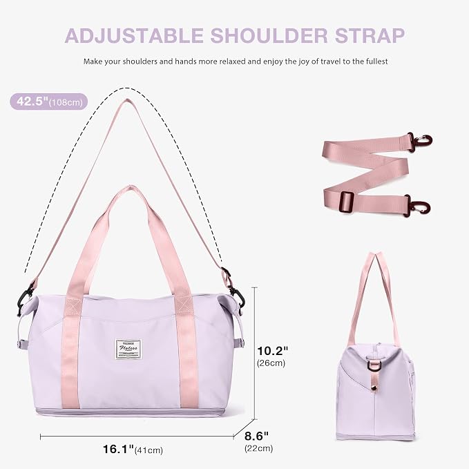 Travel Duffel Bag, Sports Tote Gym Bag, Shoulder Weekender Overnight Bag for Women - Image 5