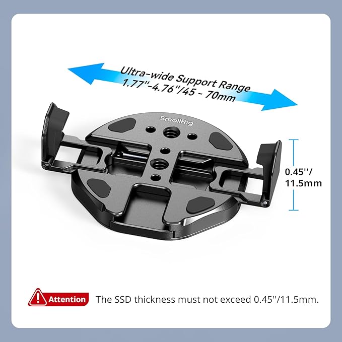 SMALLRIG SSD Magnetic Phone Mount Bracket SSD Holder with Magsafe, 45-70mm（1.77''-2.76'' Wide Clamping, 1/4"-20 Threads and Cold Shoe, for Samsung T3/T5, for SanDisk, for Crucial, for iPhone - 5157 - Image 3