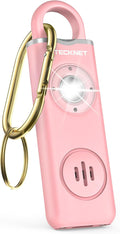 TECKNET Rechargeable Personal Safety Alarm for Women, 130dB Self Defense Keychain Alarm with SOS Strobe Light, Low Battery Notice, Loud Siren Safety Keychain for Girls Kids Elderly - Pink by Tecknet