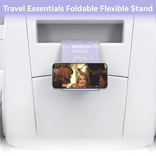 Airplane Phone Holder, Foldable Flexible Silicone Phone Stand | Tablet Mount for Flying, Home Office, Desk and Bedroom, Compatible with iPhone, Smartphones for Hands-Free Viewing, Purple - Image 2