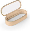 Soimeat Clear Travel Makeup Brush Holder, Leather Makeup Brush Toiletry Bag, Portable Cosmetic Brush Case, Transparent Waterproof Makeup Brush Storage Bag, Khaki by Soimeat