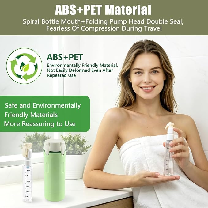 4-in-1 Travel Bottles for Toiletries, TSA Approved Leak Proof Travel Dispenser with Cleaning Brush,Pump and Lable, Shampoo Conditioner Dispenser Travel for Storing Shower Gel, Laundry Detergent - Image 4