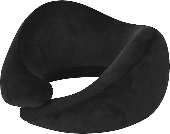 Brookstone Travel Pillow Spiral Curve Soft Memory Foam Support Pillow | Unique Shape Cradles Head, Neck & Chin While Seated Upright, Smooth Cover Feels Gentle on Skin for Long Flights by Unknown