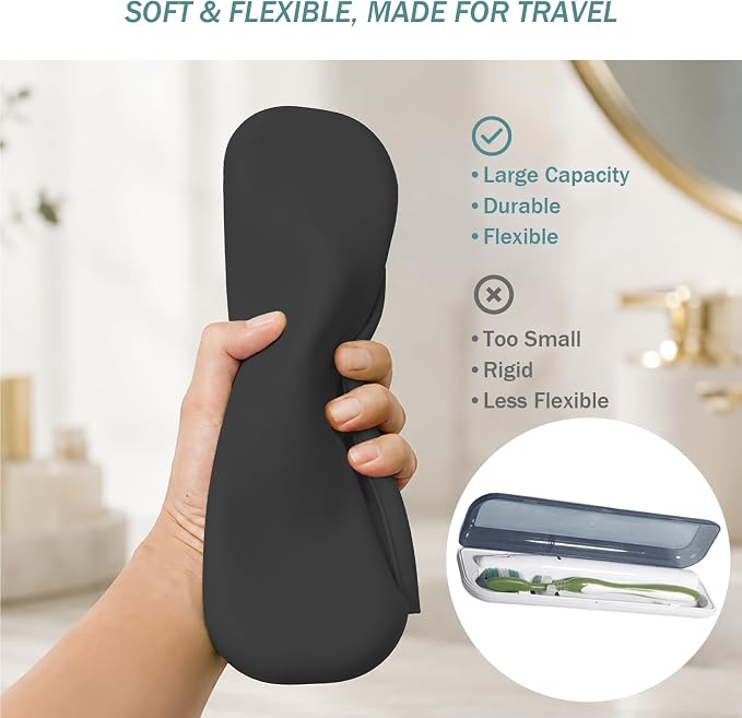 Silicone Toothbrush Travel Case, Pro Large Toothbrush Case for Traveling | Electric & Manual Toothbrush Travel Cover for Men and Women, Portable Toothbrush Holder for Trave, Gym, Business Trip, School - Image 4