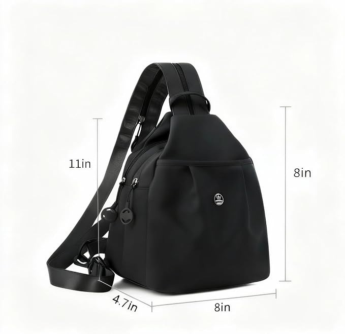 Waterproof 2-Way Mini Commuter Bag, Multi-Compartment Oxford Small Backpack, For Women, Collegeman, Commuter, Travel with Anti-Theft,Three in One Multifunctional Convertible Design(Black) - Image 2