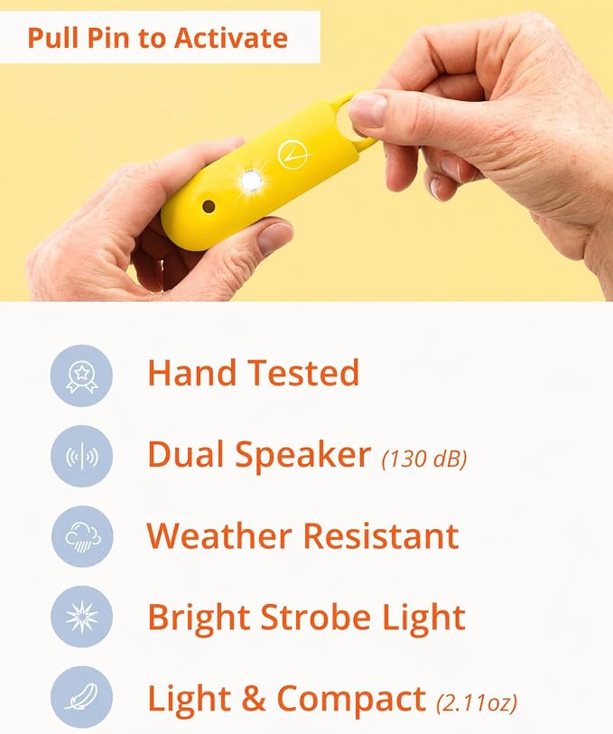 Vantamo Personal Alarm for Self Defense with Low Battery Notice, Strobe Light & Extra Loud 130 dB Double Speakers Safety Keychain Set for Women, Rechargeable Panic Button for Womens Self Defense - Image 6