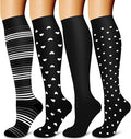 4 Pairs-Compression Socks for Women&Men Circulation-Best Support for Nurses,Running,Athletic by LaiteHebe