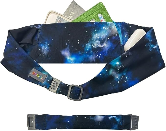 BANDI Plus Size Fanny Pack for Women – Travel-Ready Pocket Belt for Phone, Passport, Keys, Money, & Medical Devices (Pocketed Belt + Extender (28"-54"), Galaxy) by BANDI