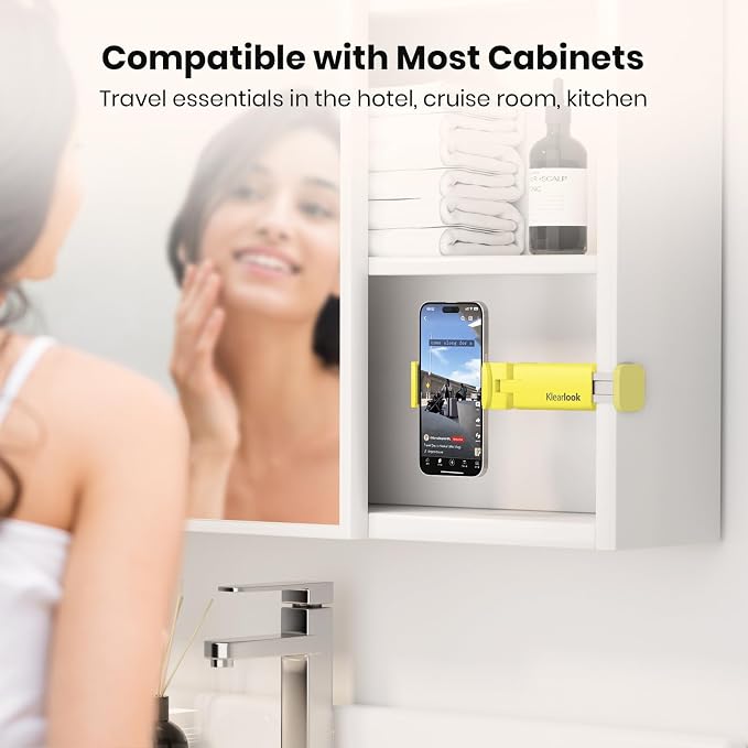 Klearlook 4 in 1 Adjustable Phone Stand - 360 Rotation Handsfree Viewing, Foldable Travel Essentials, Accessory for Flight/Home/Office - Yellow - Image 5