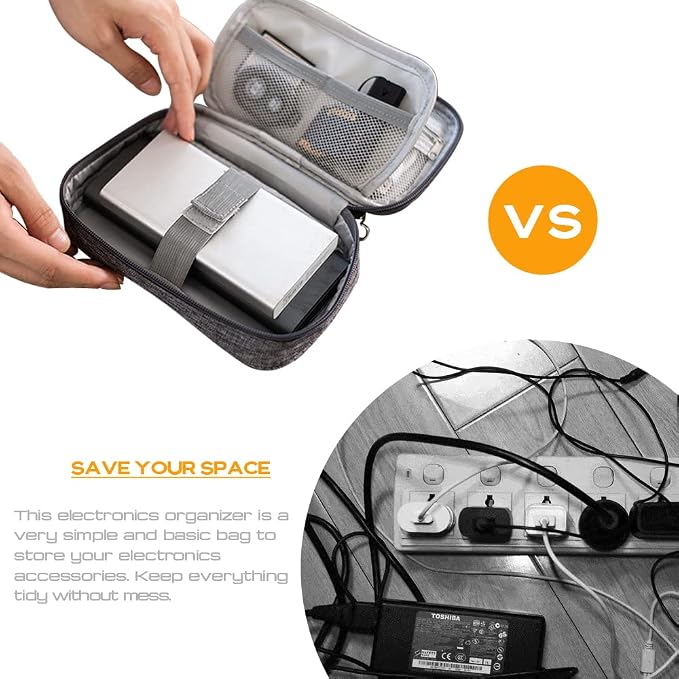Electronic Organizer Bag Cable Organizer Travel Cord Organizer Case Pouch Portable Carrying Case for Charger Hard Drive Earphone USB SD Card (Purple) - Image 2