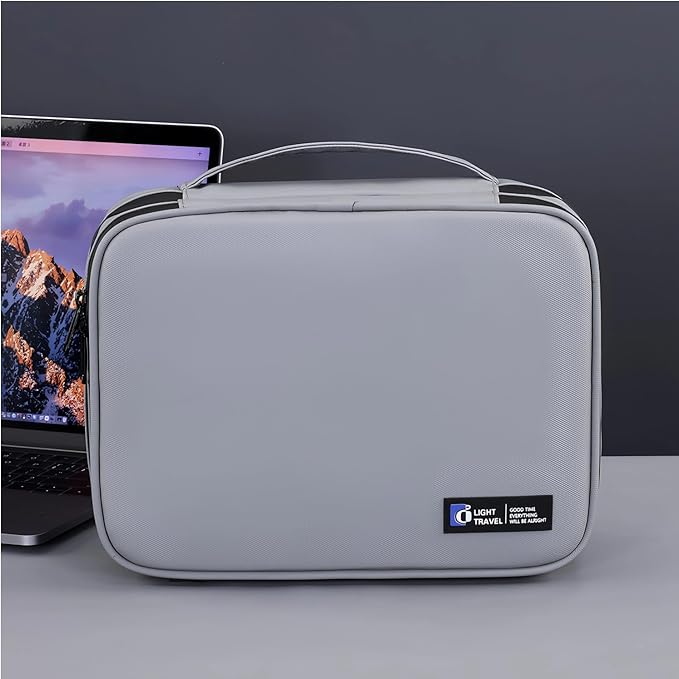 Electronics Organizer Travel Case,Cord Organizer Travel, Double-Layer Cable Organizer Bag, Tech Pouch Accessories Carry Storage For Phone, Cables, Airpods, USB, Sd Card, Essentials (Grey) - Image 9