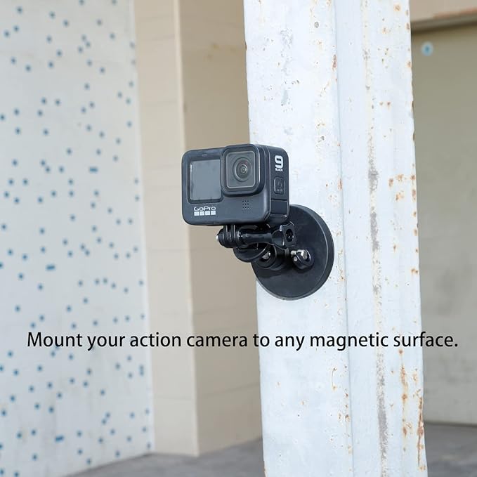 PellKing Magnet Camera Mount for GoPro Insta360 DJI Action Action Camera | Rotation Ball Head Super Strong Rubber Coating Neodymium Magnet for Car, Attaches to Steel or Other Magnetic Surfaces - Image 6