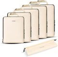 6 Set Compression Packing Cubes for Travel. | Durable Clothes Organizer for Suitcases. Expandable and Lightweight Packing Cubes Compression with Laundry bag, Beige by Unknown