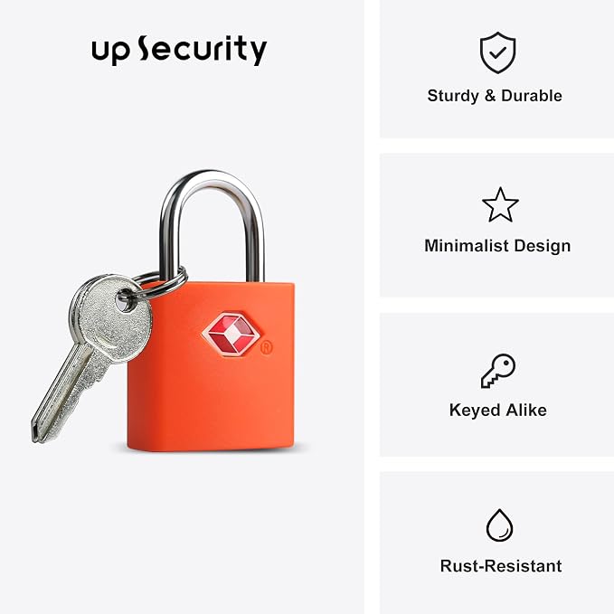 Luggage Locks TSA Approved Travel Essentials, Small Padlock with Key, TSA Locks for Luggage, Suitcase, Same Keyed Padlock for Bag, Backpack, Purse Zipper, Case, Toolbox, Outdoor Use - Image 2