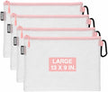 Air Production Large Clear Zipper Pouch (4-Pack) – Cable Organizer & Travel Gear Bag for Electronics, Camera Accessories, Tool Pouch & Small Tech Storage (Pink) by Unknown