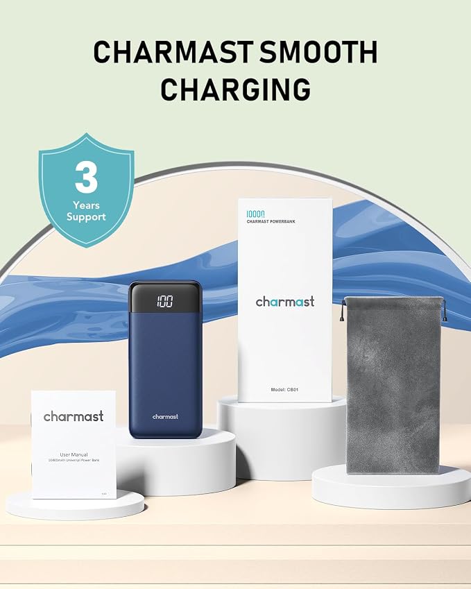 charmast Portable Charger Built-in Cables, 10000mAh Slim Power Bank Pocket | 22.5W Fast Charging Battery Pack for iPhone 17/16/15 Samsung Android, Flight-Approved, Multi-Device, USB-C, Daily Commute - Image 9