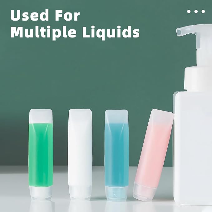 6 Pcs 1 oz Travel Size Toiletries Refillable Travel Bottles, Squeeze Travel Toiletry Bottles with Labels for Toiletry Makeup Travel Containers - Image 5