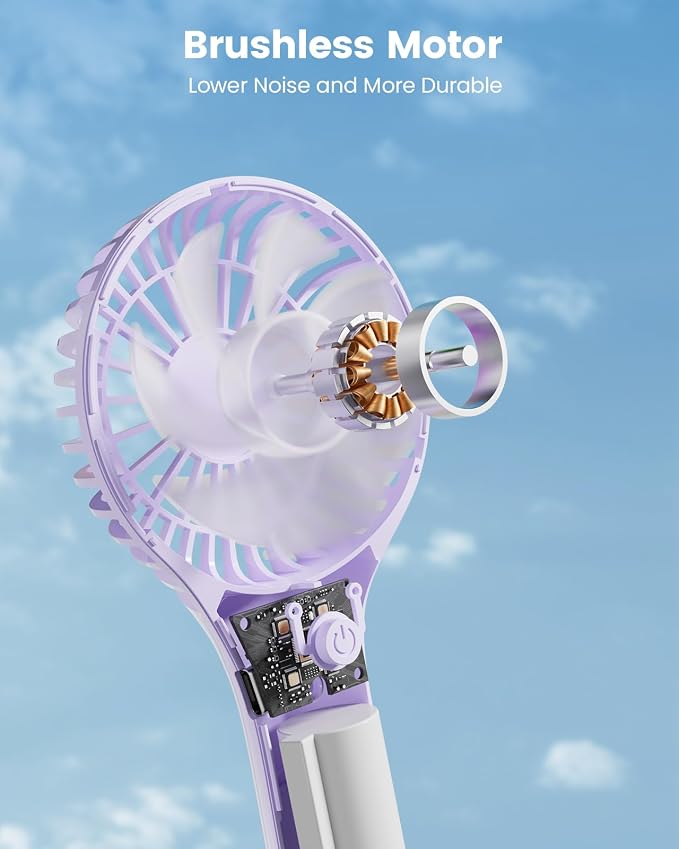 Edvision Portable Mini Fan - Powerful Personal Handheld Fan with 3 Speeds, Cute and Small, USB Rechargeable for Travel/Lash/Makeup/Outdoor/Home,Purple - Image 4