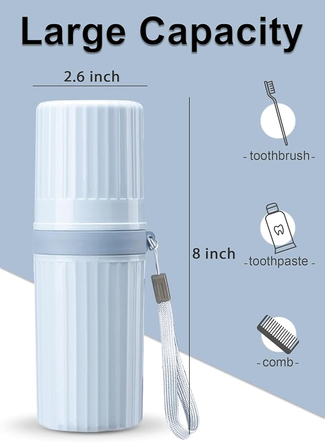 Toothbrush Travel Case, Blue Toothbrush Holder Travel | Large Travel Toothbrush Cup Case, Portable Travel Toothbrush Container for Traveling, Camping, Business, and School - Image 4