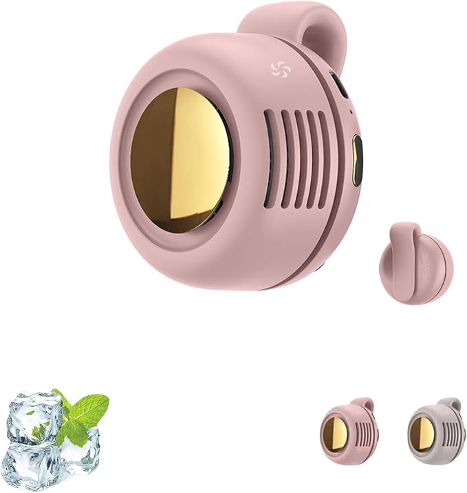 Portable Silent Bladeless Clip On Fan, Mini Fan With Clip, Rechargeable Personal Held Fans, Adjustable 3-Speed Suspended Waist Fans for Outdoor,Camping,Travel,Office (Pink) by Unknown