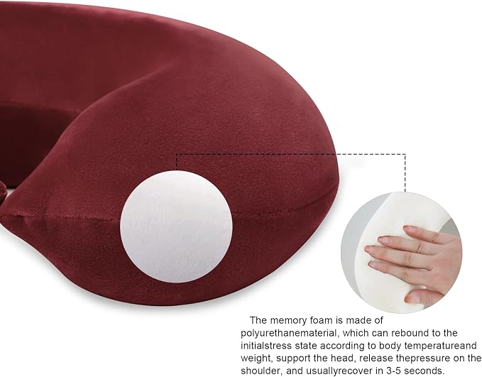 Travel Neck Pillow Memory Foam U Shape Neck Pillow for Travel Pillow Comfortable Head Neck Support Airplane Pillow for Traveling Car Home Office Travel Neck Flight Pillow - Image 5