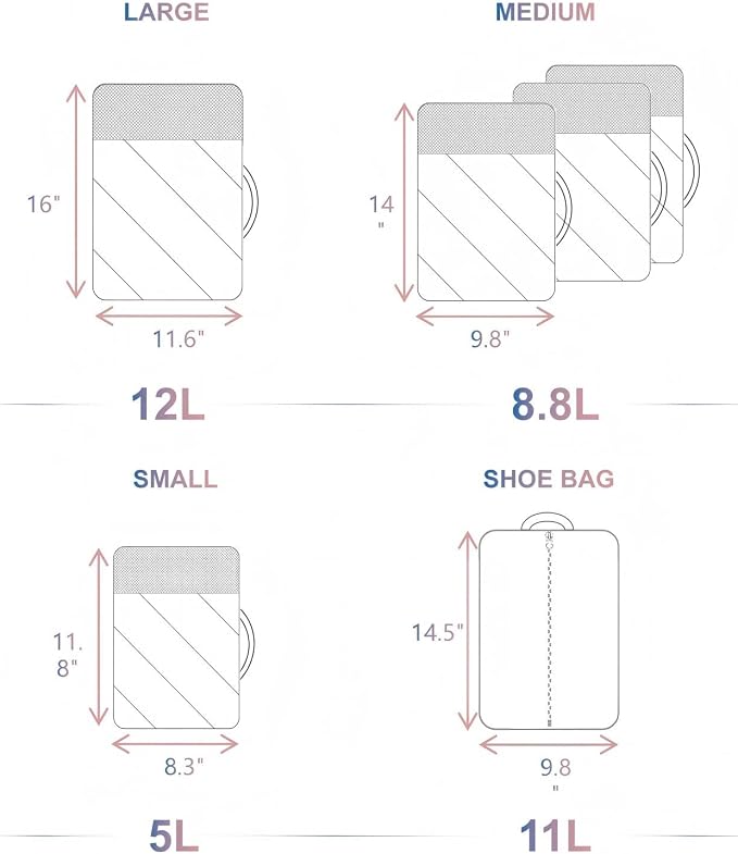 NISHEL 6 Set Packing Cubes for Travel | Luggage Organizer Bags with Shoe Bag, Lightweight, Durable Space Saver Bags Travel Essentials, Pink - Image 7