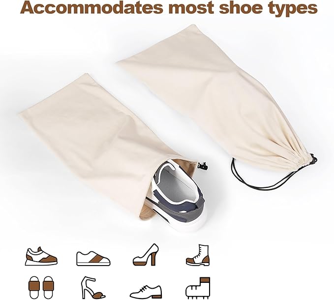 10 Pcs Single Shoe Bags for Travel, Dustproof Drawstring Travel Shoe Bag | 18"X9"shoe travel bag for Packing, Shoe Bag storage Sneaker Travel Bags, Washable Reusable dust bags for Handbags Shoes Toys - Image 2