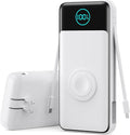 Portable Charger for iPhone with Built-in Cables and AC Wall Plug,26800mah Fast Charging USB C Power Bank,25W PD Travel Essential Battery Pack for iPhone 17/16/15/14/13,Galaxy,Apple Watch (White) by FOCHEW