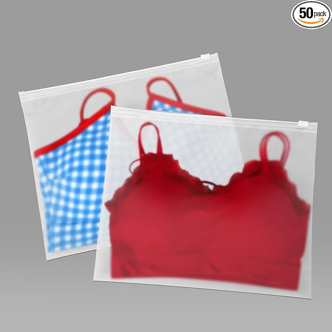 50Pcs Clothing Packaging Bags for Shipping 10x8 Inch without Vent Holes | Plastic Frosted Poly Bags for Travel Storage Small Businesses for Apparel Shirts Socks Underwear and Documents Storage by Motomy
