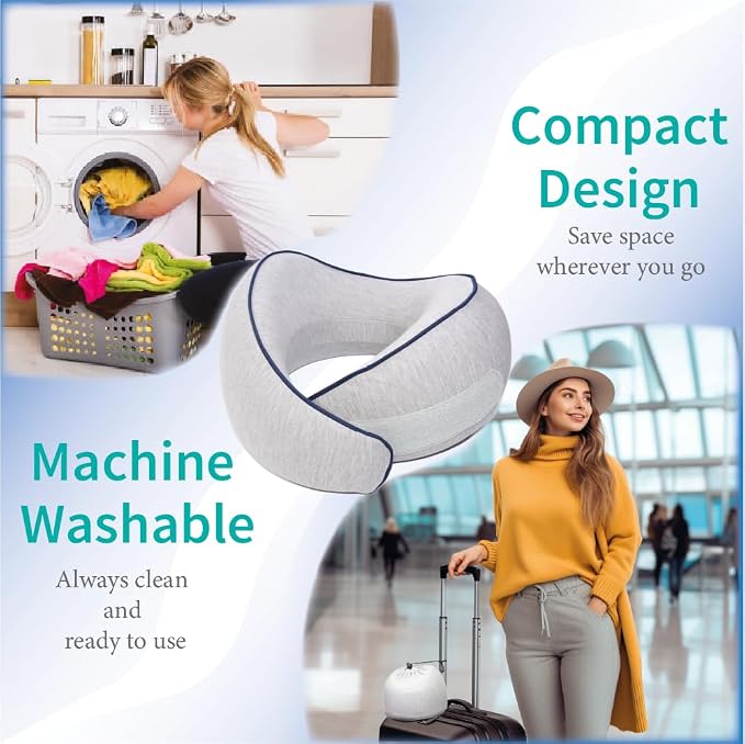 Memory Foam Travel Pillow | Provides Real Support for Head, Neck and Chin | Best Firm Airplane Pillow for Long Flights - Image 3