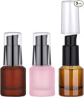 Segbeauty 0.5oz Frosted Glass Empty Lotion Bottles with Pump, 3pcs Travel Refillable Oils Bottles for Toiletry, 15ml Mini Travel Size Cream Container, Leakproof Liquids Serum Dispensers in Mixed Color by Segbeauty