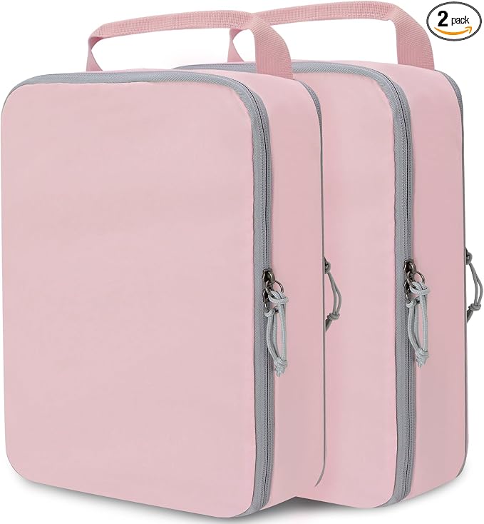 Compression Packing Cubes for Travel Suitcase Organizer Bags, Pink, L | Expandable Travel Cubes for Packing Luggage Organizer Bags Compression Bags for Travel Essentials by CALACH