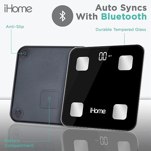 iHome Digital Bluetooth Smart Scale for Body Weight, Weight Scale, Including BMI, Body Fat, Muscle Mass, Batteries Included (Black Smart Bluetooth) - Image 5
