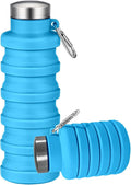 Collapsible Water Bottles,16oz Capacity Portable Reusable Silicone Water Bottle,Leak-proof,with buckle,foldable storage,Lightweight Durable for Fitness,Cycling,Sports,Camping,Hiking，Blue by Unknown